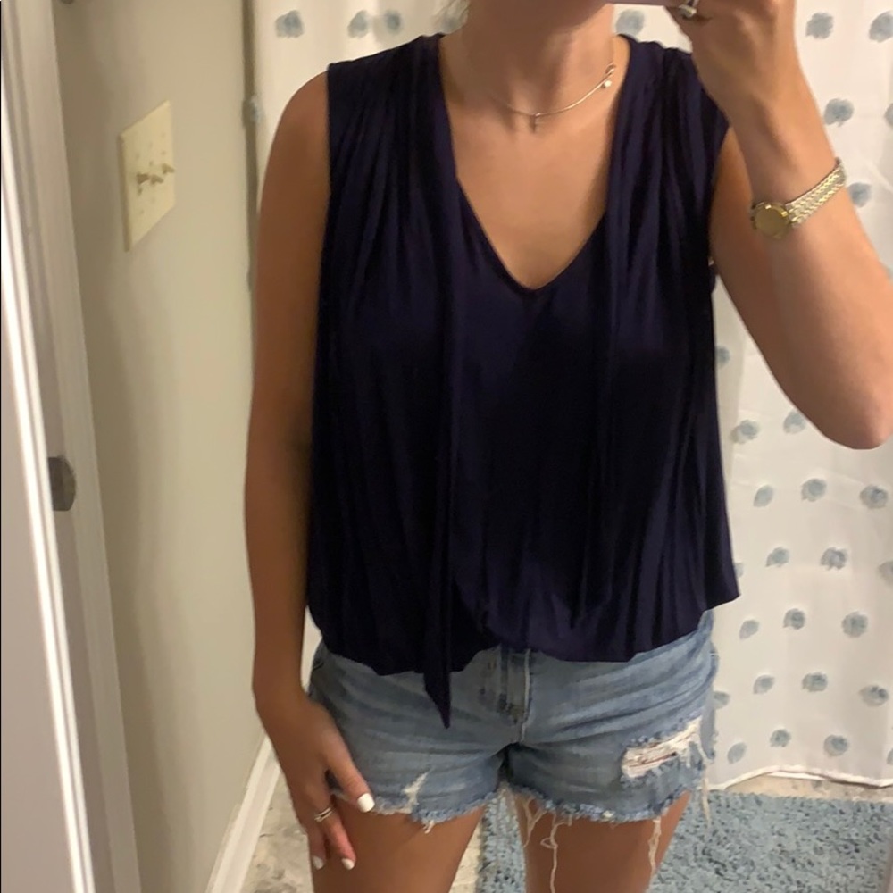 Navy Boutique Tie Blouse